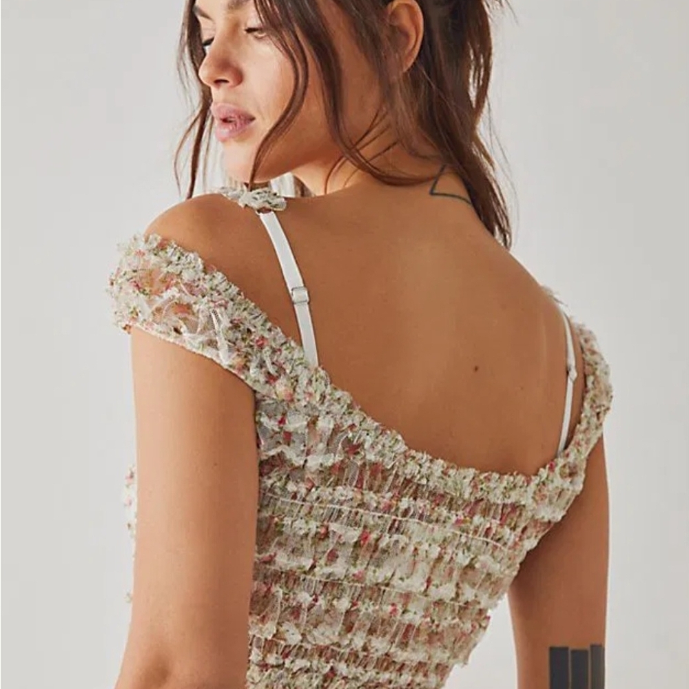 Intimayely By Free People Floral Smocked Crop Top